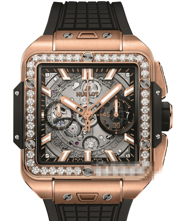 ウブロコピーSQUARE BANG UNICO 821.OX.1180.RX - 透明なブルーサファイアが物語る、超絶工芸と大胆な革新